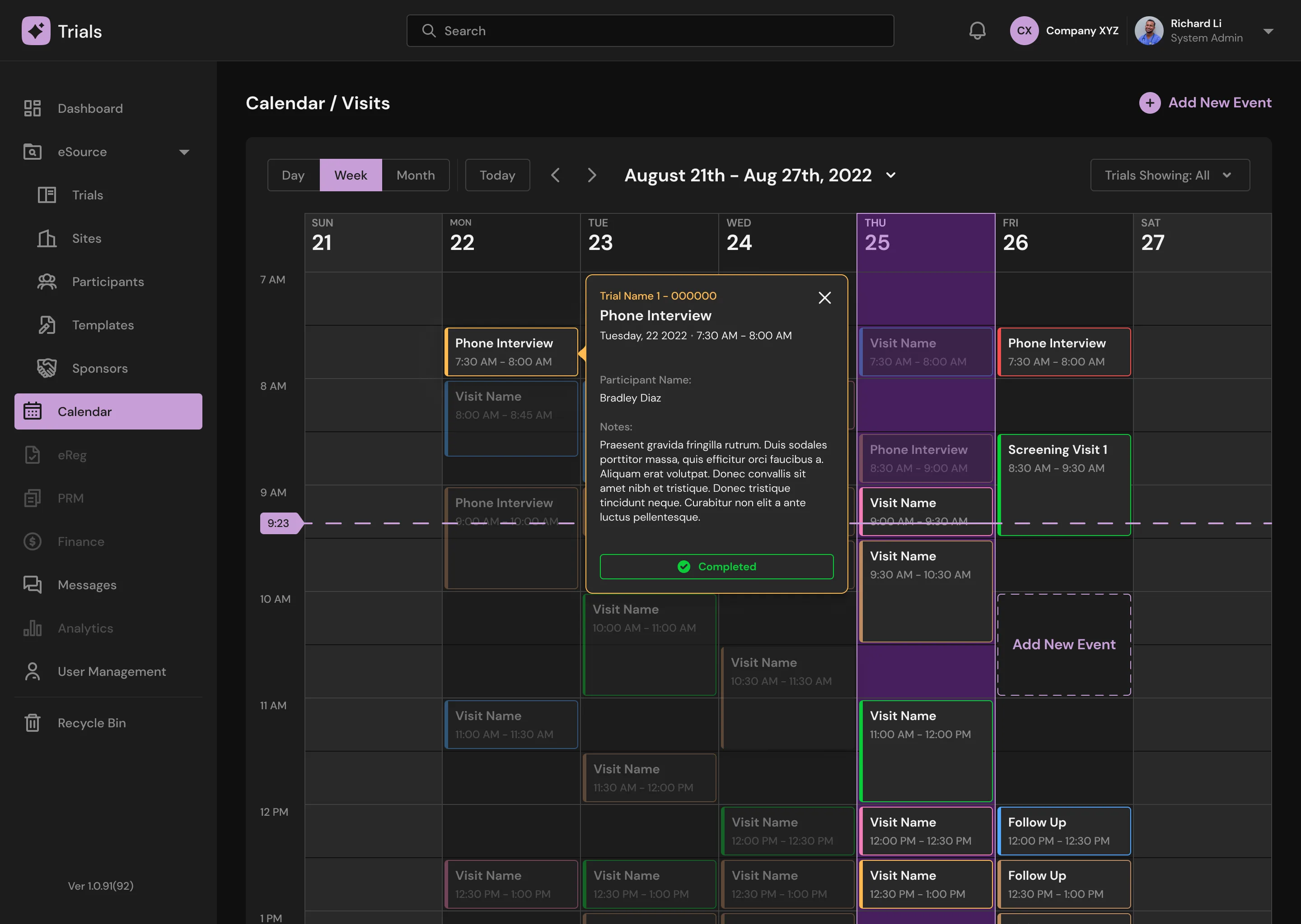 Calendar (Dark Mode)